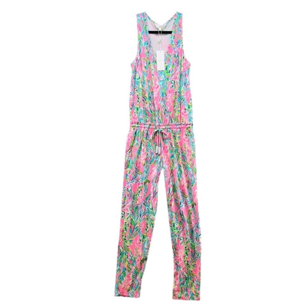 Lilly Pulitzer Paulina Jumpsuit Women XS Multi Unicorn of the Sea Pink Tropical